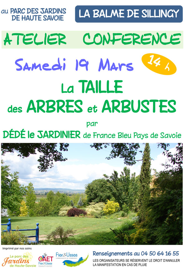 Atelier conférence taille d’arbustes  au Parc des Jardins de Haute-Savoie le 19 mars à 14h.