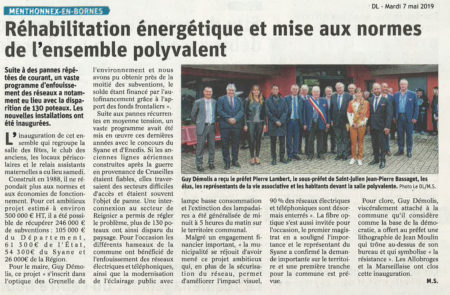 Article du Dauphiné Libéré sur la réhabilitation énergétique et la mise aux normes de l'ensemble polyvalent