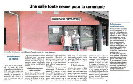 Article du Dauphiné Libéré sur la rénovation de la salle polyvalente