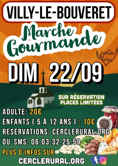 Marche gourmande organisée par le Cercle Rural de Villy-le-Bouveret le 22 septembre 2024.