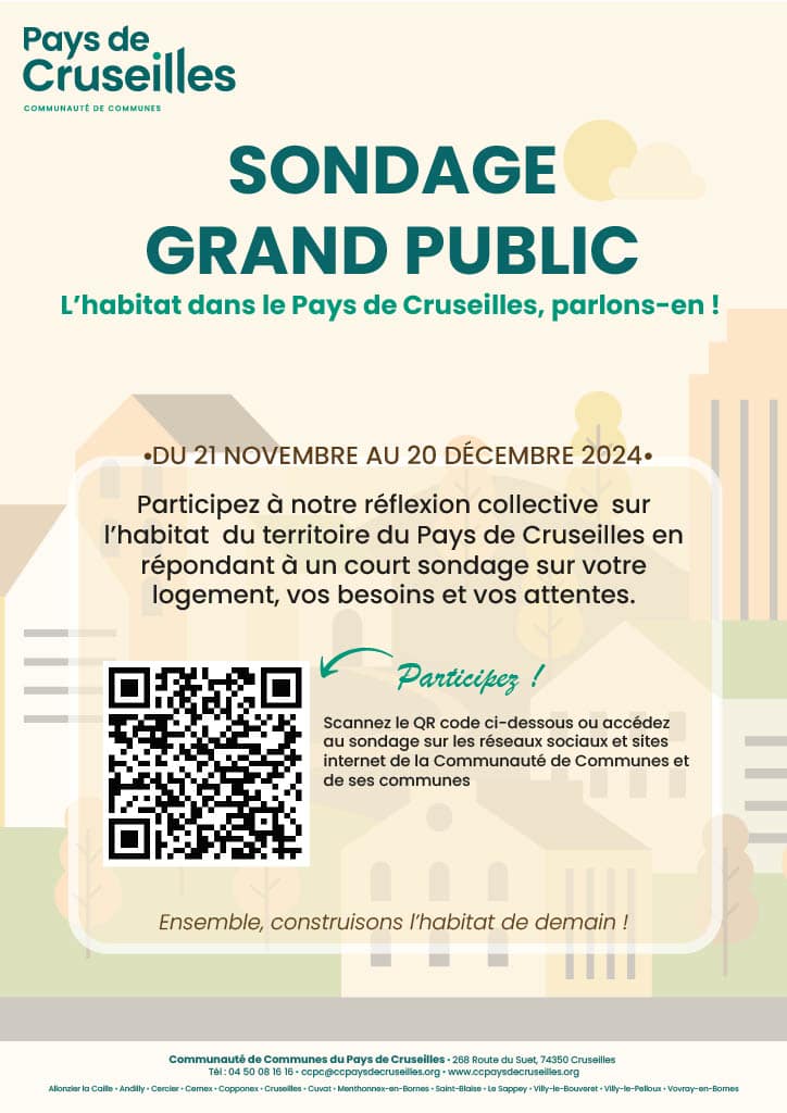 Affiche du sondage sur le PLH du Pays de Cruseilles