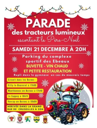 Parade des tracteurs lumineux le 21 décembre 2024